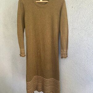 The Territory Ahead Olive Knit Scalloped Edge Sweater Dress S